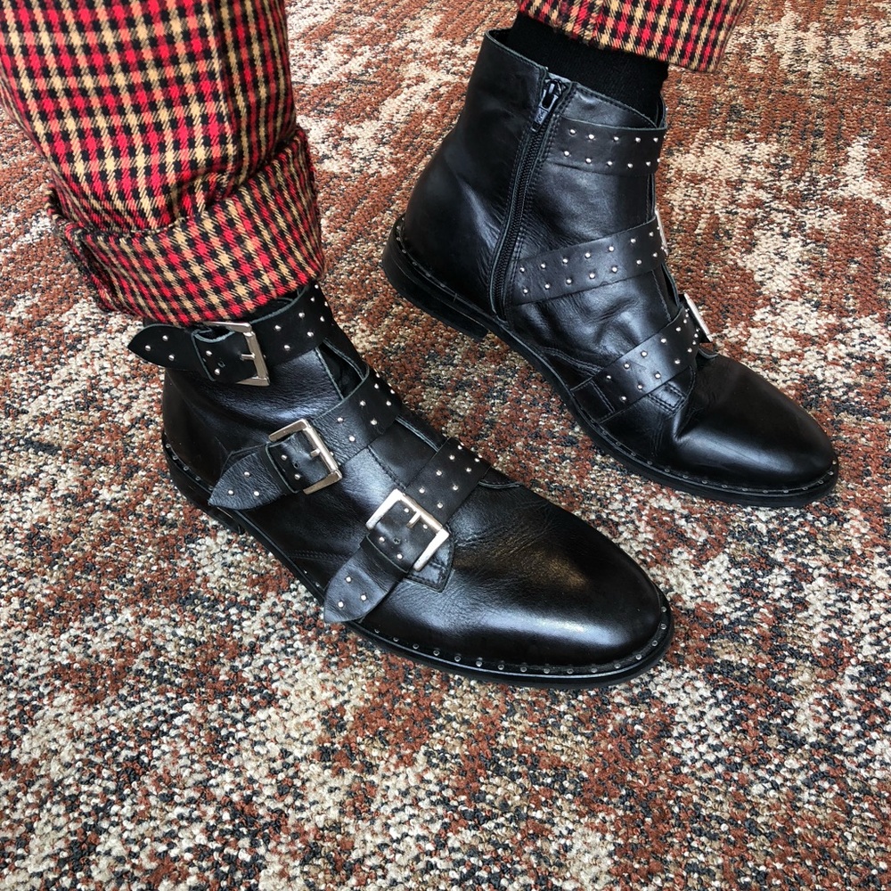 Mens studded leather ankle boots